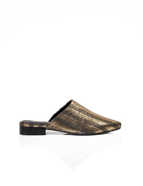 Mules Plates Dorées à Effet Texturé Joliesse