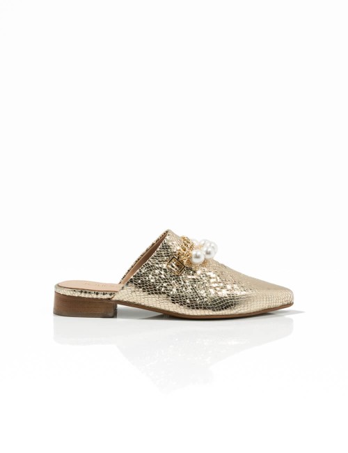 Mules Pointues Dorées avec...