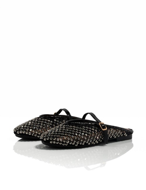 Mule Plate à Cristaux et Bride Ajustable Joliesse