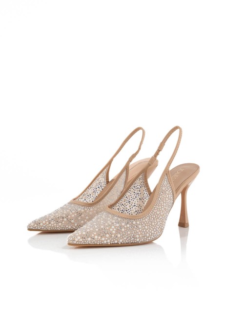 Escarpins Slingback Transparents à Perles et Strass Joliesse