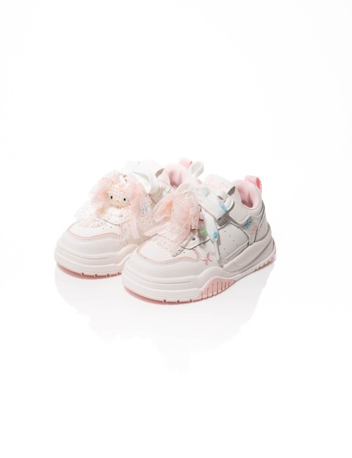 Baskets Papillon Blanc & Rose avec Détails Tulle Joliesse